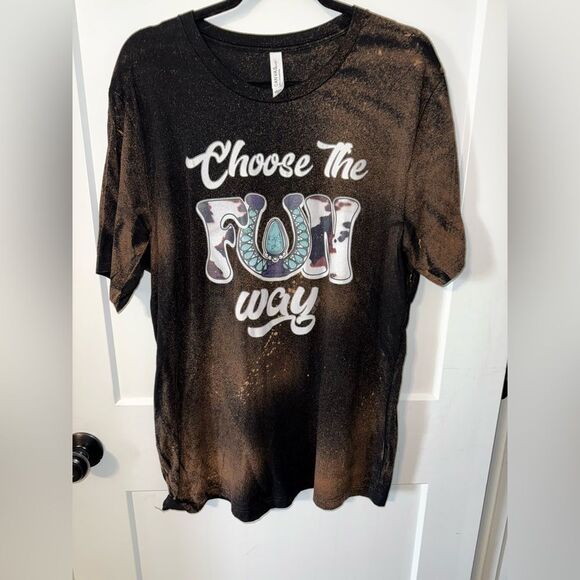 Bella Canvas Black and Brown Short Sleeve Tee with Graphic Design - Picture 1 of 3